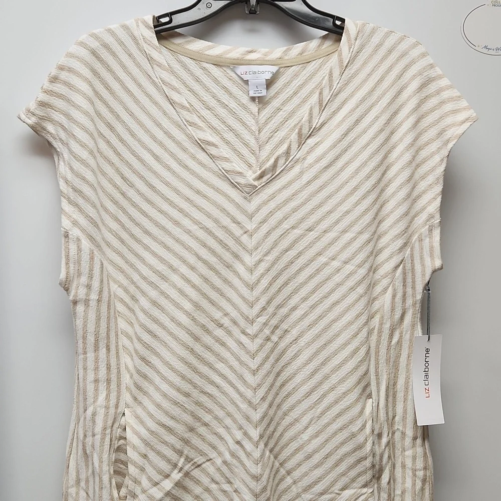 NWT Liz Claiborne Size L White and Cream Swimsuit / Beach Cover Up - Picture 3 of 11